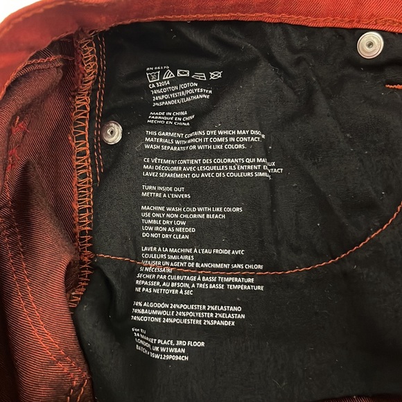 BDG Urban Outfitters mid rise twig ankle jeans cuffed 26 x 29 rust orange pants - Picture 7 of 8